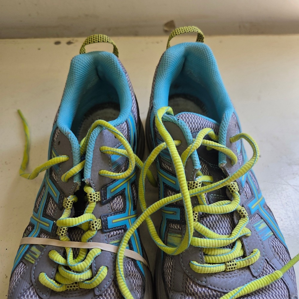 ASICS Gel-Venture 5 Trail Running Shoes Grey Blue Lime Green T5N8N Size 9.5 - Picture 3 of 7